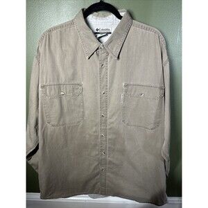 VTG Columbia Sportswear Men's XXL Button Up Shirt Brown Long Sleeve